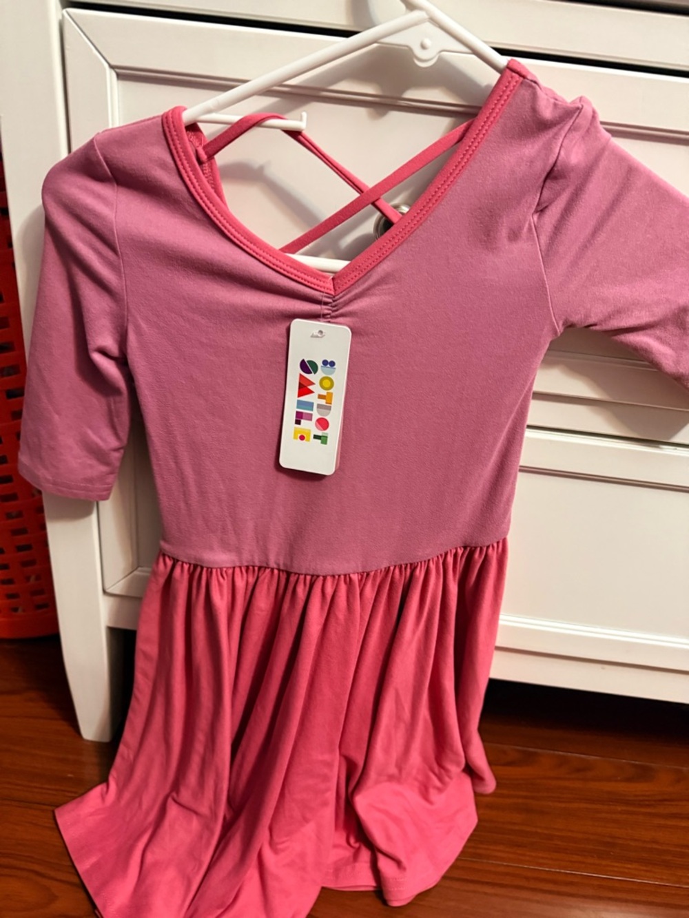 Dot Dot Smile Two-Tone Pink Knit Dress with Crisscross Back Straps